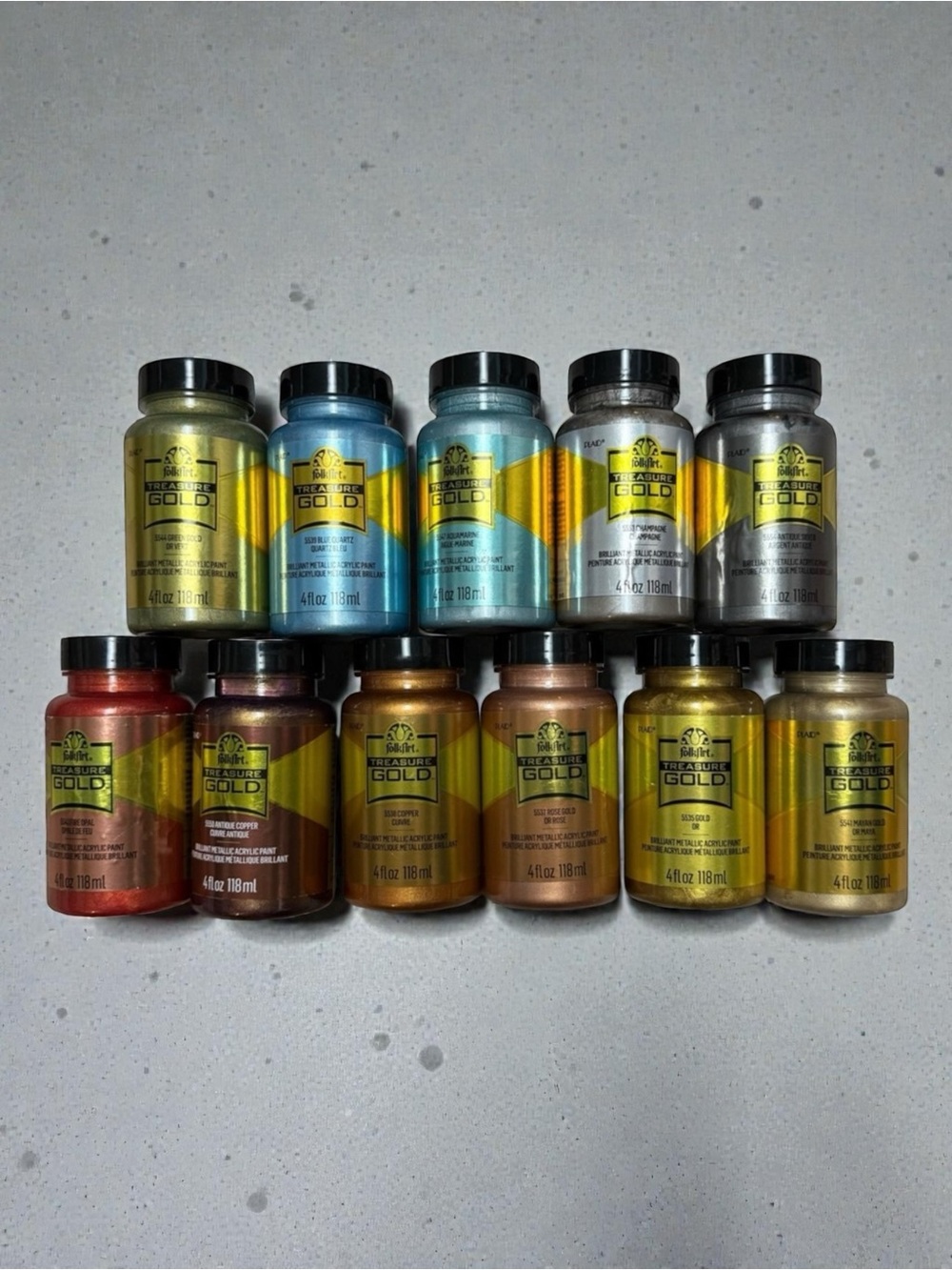 FolkArt Treasure Gold Metallic Acrylic Paint Set – 4oz Bottles (11 Colors)